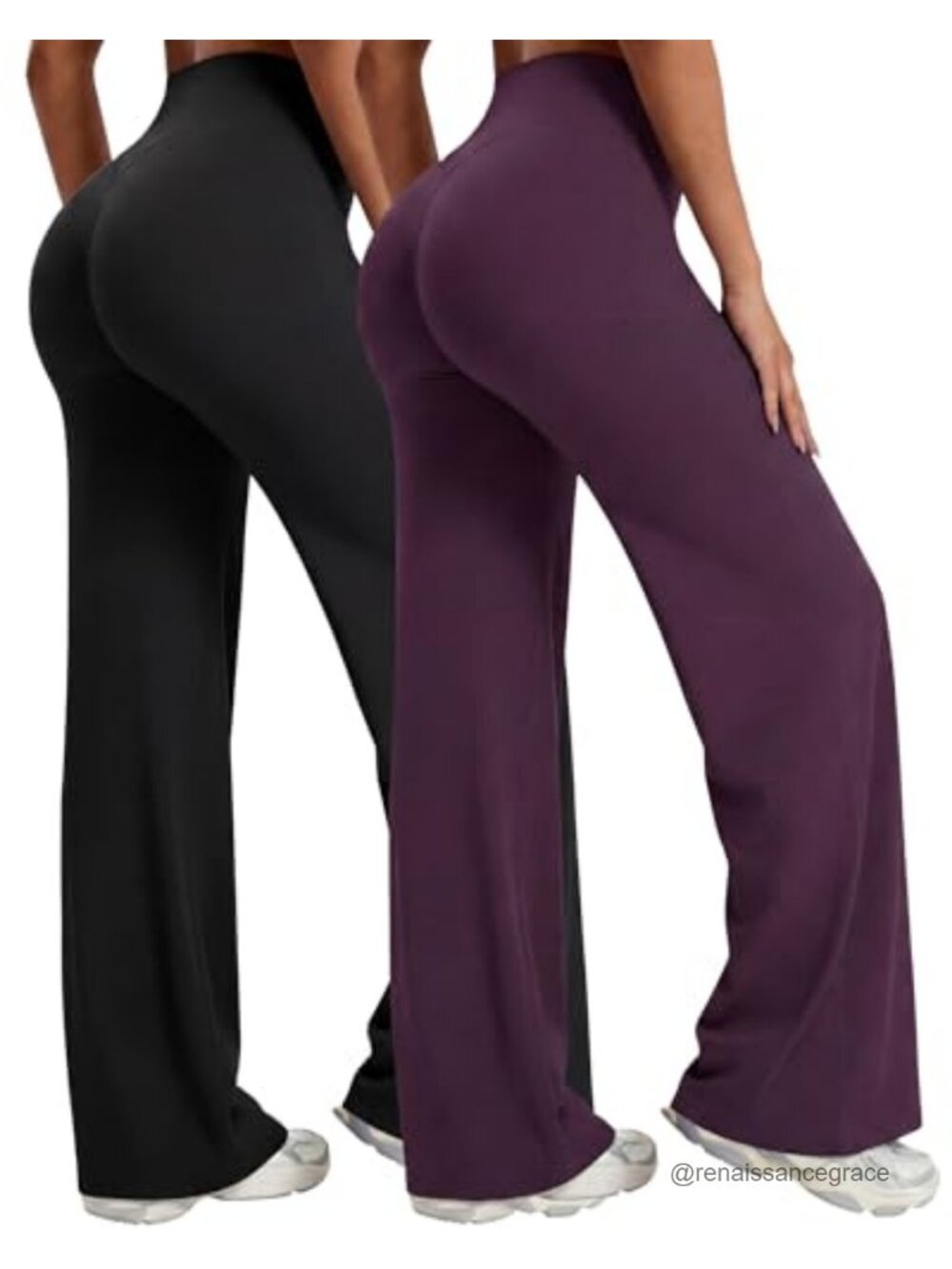 2 Pack Women's Wide Leg Leggings High Waist Tummy Control Yoga Gym Pants